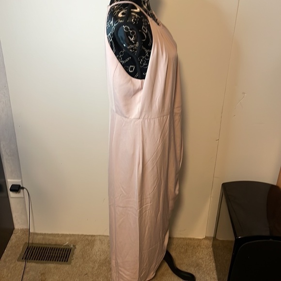 Halter Neck‎ Sleeveless Tulip Hem Blush Pink Midi Dress Party Cocktail - Picture 7 of 11